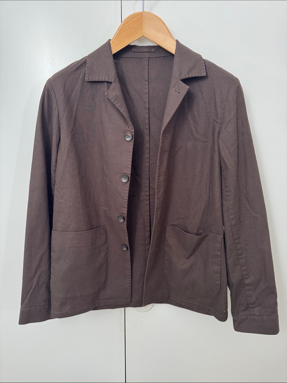 Dan John Linen Blend Men's Brown Casual Button Front Jacket (Size 46 Italian)